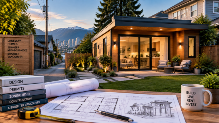 Modern Vancouver laneway house with contemporary design and backyard living space